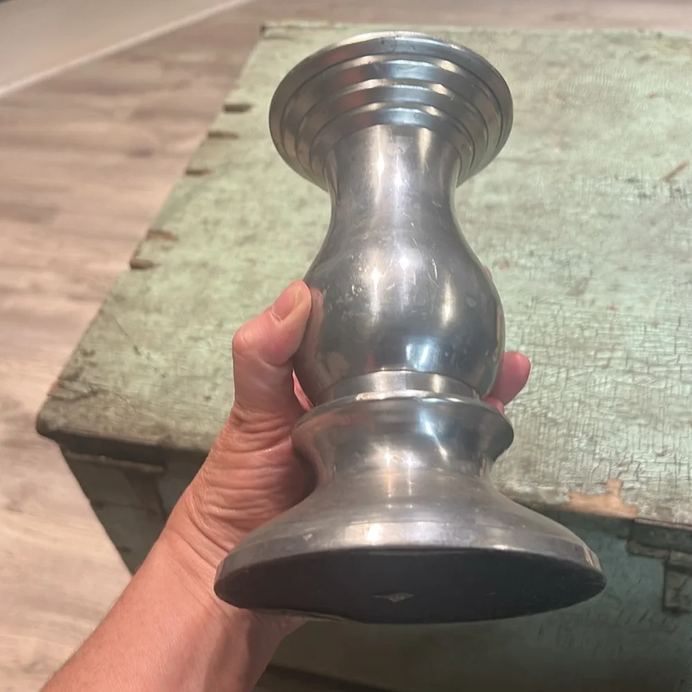 Vintage Pewter Candle Holder Heavy Weighted Silver Tone